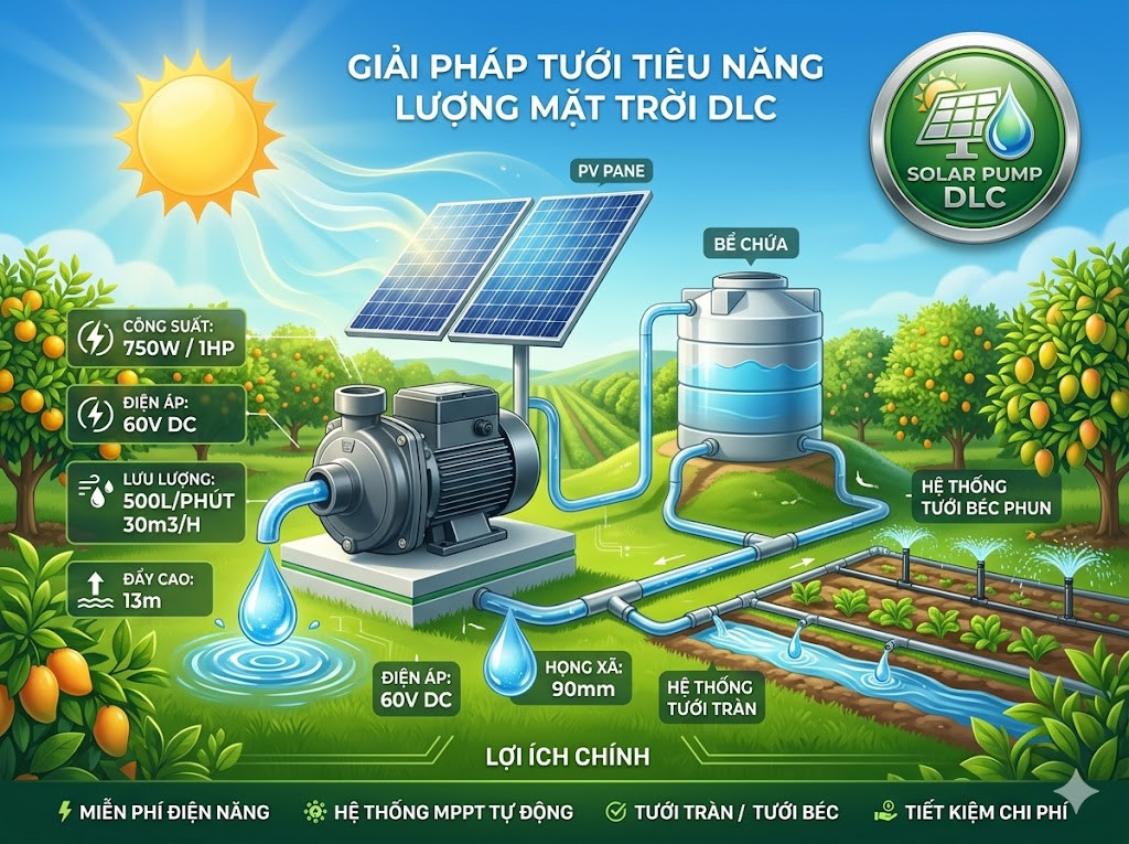 BƠM NĂNG LƯỢNG MẶT TRỜI XẢ HỒ BẠT – GIẢI PHÁP TƯỚI TIÊU TIẾT KIỆM CHI PHÍ CHO NHÀ VƯỜN