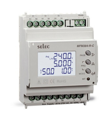Đồng hồ đo điện đa năng Selec MFM384-R-C (gắn thanh ray)